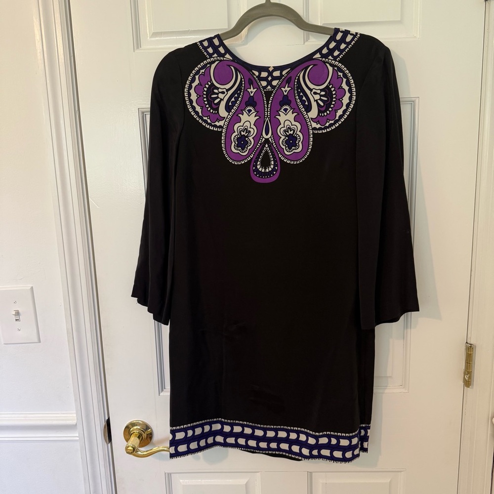 Tibi New York 100% Silk Paisley Print Dress with 3/4 Sleeves Size 4